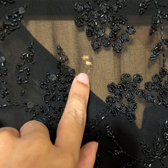 J Kara Black Sequin Embellished Blouse - Picture 5 of 10